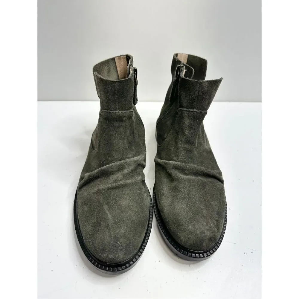 Kelsi Dagger Boots Women Size 5 Olive Suede Latch Ruched Ankle‎ Booties NEW